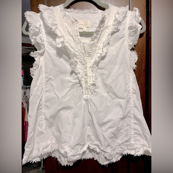 Anthropologie Ruffled Blouse in White - Picture 3 of 5